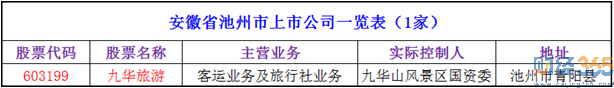 2020池州上市公司有哪些-池州上市公司名單