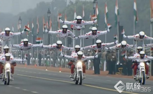 印度閱兵上的摩托車特技